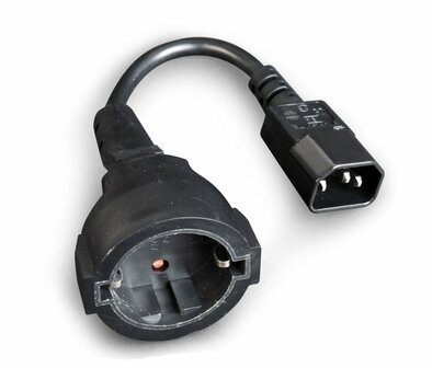 Gembird PC-SFC14M-01 | 0,15 m Stroomkabel | C14 naar Schuko (CEE 7/3) | Zwart | Compact Verloopstuk