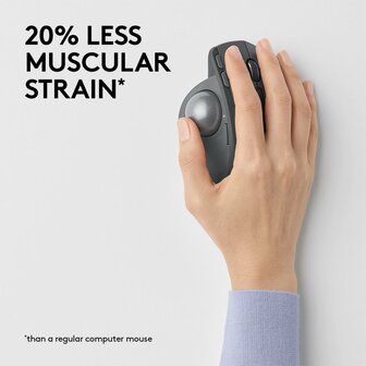 Logitech MX Ergo | Ergonomische Draadloze Muis met Trackball | RF-Draadloos + Bluetooth | 20480 DPI | Zwart