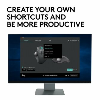 Logitech MX Ergo | Ergonomische Draadloze Muis met Trackball | RF-Draadloos + Bluetooth | 20480 DPI | Zwart