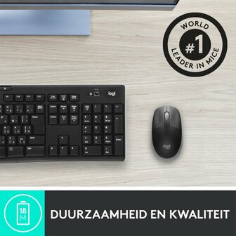Logitech M190 | Ambidextrous Draadloze Muis | RF-Draadloos | 1000 DPI | Grijs