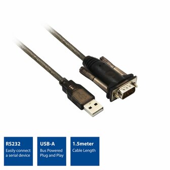 ACT AC6000 | Seri&euml;le Kabel | USB-A naar DB-9 | 1,5 m | Zwart