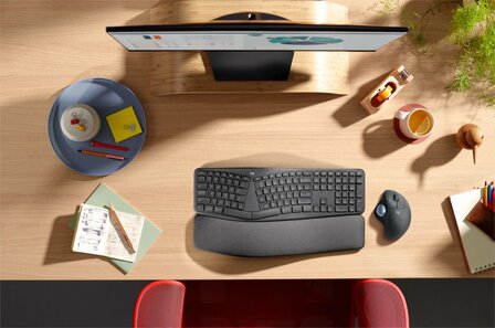 Logitech M575 Ergo Trackball for Business | Ergonomische Draadloze Muis | RF-Draadloos + Bluetooth | 2000 DPI | Grafiet