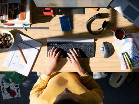 Logitech M575 Ergo Trackball for Business | Ergonomische Draadloze Muis | RF-Draadloos + Bluetooth | 2000 DPI | Grafiet