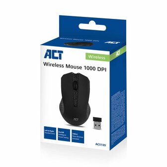 ACT AC5105 | Ambidextrous Draadloze Muis | RF-Draadloos | 1600 DPI | Zwart
