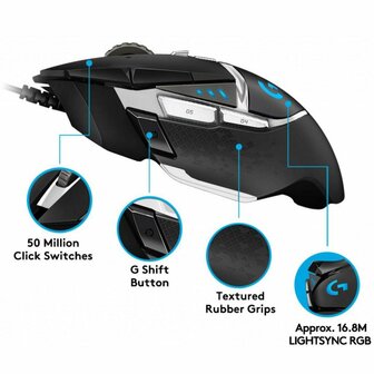 Logitech G502 SE Hero | Bedrade Gaming Muis | USB-A | 16.000 DPI | Zwart/Wit