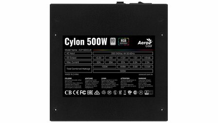 Aerocool PSU Cylon 500W 80 PLUS Soft, black, flat cables / RGB