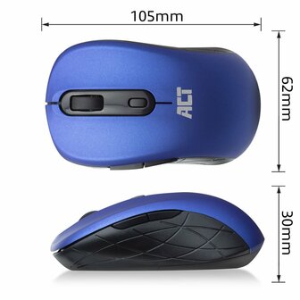 ACT AC5140 | Ambidextrous Draadloze Muis | RF-Draadloos | 1600 DPI | Blauw/Zwart