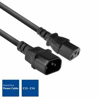 ACT AC3315 | 1,8 m Stroomsnoer | C13 naar C14 Stekker | Zwart | Voor PDU&#039;s