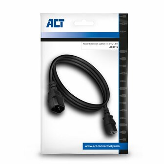 ACT AC3315 | 1,8 m Stroomsnoer | C13 naar C14 Stekker | Zwart | Voor PDU&#039;s