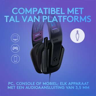 Logitech G335 | On-Ear Gaming Headset 3,5mm Connector | Zwart