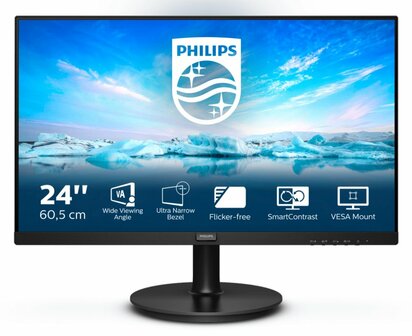 Philips V Line 241V8L/00 LED display 60,5 cm (23.8&quot;) 1920 x 1080 Pixels Full HD Zwart