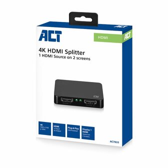 ACT AC7835 HDMI Splitter &ndash; 1 In, 2 Out