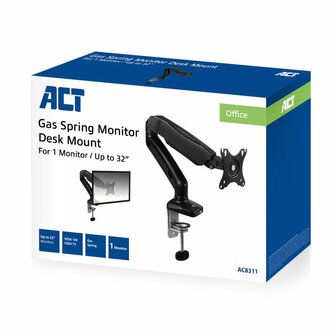 ACT AC8311 | Verstelbare Monitor-bureaubeugel | Tot 32&quot; | Max 9kg | VESA 100x100 | 1 Monitor