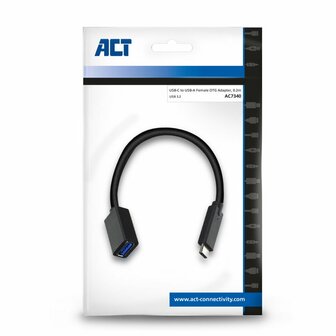 ACT AC7340 | USB 3.2 Gen 1 | USB-C naar USB-A | 0.2m | Zwart