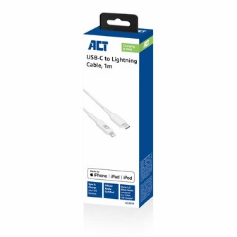 ACT kabel | USB-C naar Lightning | 1 m | Wit | AC3014