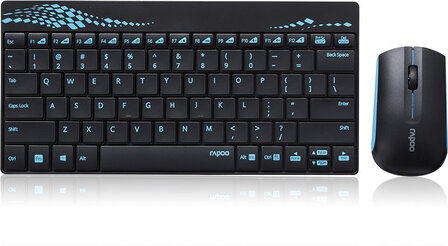 *Rapoo 8000 mini draadloze desktopset, zwart/blue (layout NL)