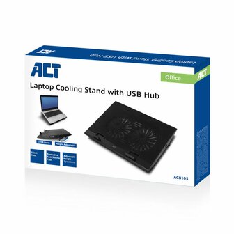 ACT AC8105 notebook cooling pad 43,9 cm (17.3&quot;) 2500 RPM Zwart