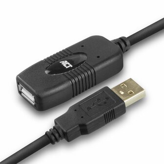 ACT AC6010 | USB 2.0 Signaalversterker | USB-A naar USB-A | 10m | Zwart