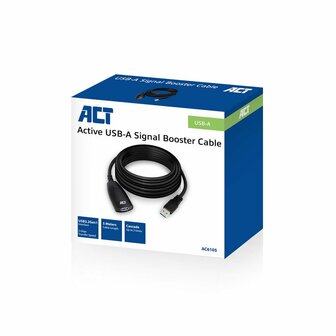 ACT AC6105 | USB 2.0 Booster | 5m | Zwart