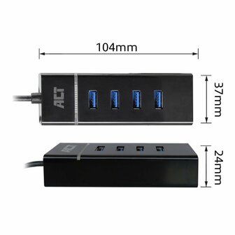ACT AC6415 | Interface Hub | USB 3.2 Gen 1 (3.1 Gen 1) Type-C | 5000 Mbit/s | Zwart