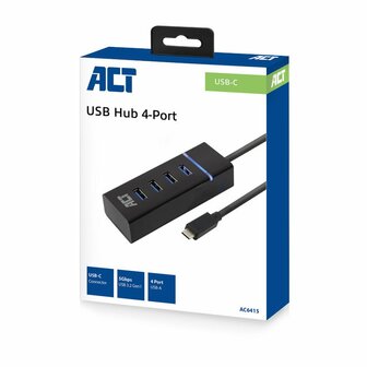 ACT AC6415 | Interface Hub | USB 3.2 Gen 1 (3.1 Gen 1) Type-C | 5000 Mbit/s | Zwart