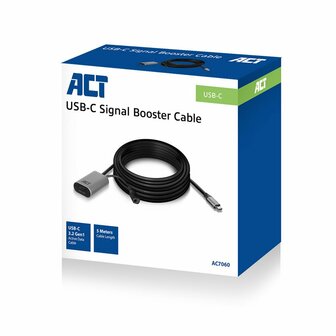 ACT AC7060 | USB-C Verlengkabel met Signaalversterker | 5m | Zwart