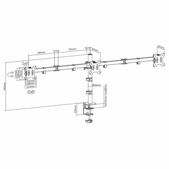 ACT AC8303 | Verstelbare Monitor-bureaubeugel | Tot 27&quot; | Max 7kg | VESA 100x100 | 2 Monitoren
