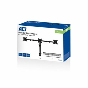 ACT AC8303 | Verstelbare Monitor-bureaubeugel | Tot 27&quot; | Max 7kg | VESA 100x100 | 2 Monitoren