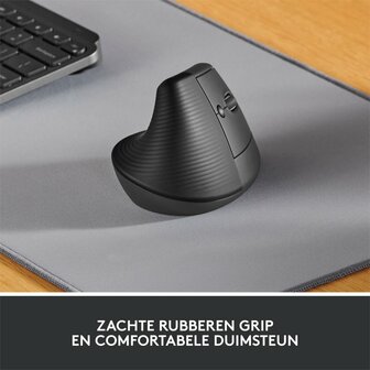 Logitech Lift | Ergonomische Draadloze Muis | RF-Draadloos + Bluetooth | 4000 DPI | Grafiet