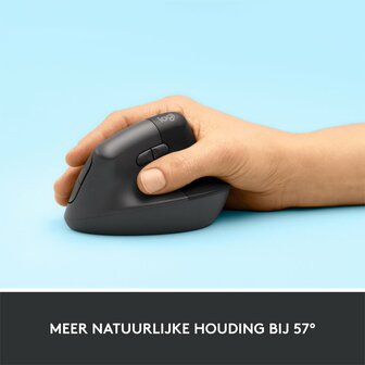 Logitech Lift | Ergonomische Draadloze Muis | RF-Draadloos + Bluetooth | 4000 DPI | Grafiet