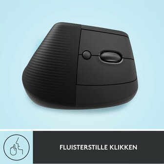 Logitech Lift | Ergonomische Draadloze Muis | RF-Draadloos + Bluetooth | 4000 DPI | Grafiet