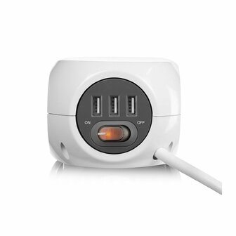 ACT AC2410 | Stekkerdoos | 3 Stopcontacten | 3 m | Binnen | Wit