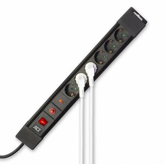 ACT AC2450 | Stekkerdoos met Overspanningsbeveiliging | 6 Stopcontacten | 1,5 m | Zwart