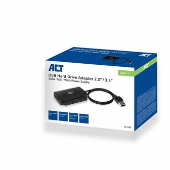 ACT USB adapterkabel naar 2,5&quot; en 3,5&quot; SATA/IDE Zwart