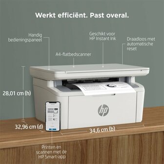 HP LaserJet Pro MFP M140w AiO Laserprinter | 600 x 600 DPI | Wifi | Zwart/Wit