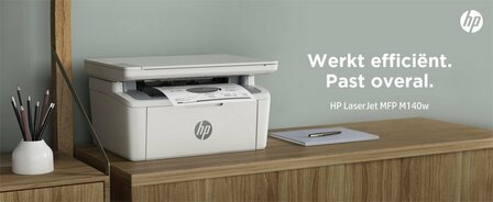 HP LaserJet MFP M140w printer, Zwart-wit, Printer voor Kleine kantoren, Printen, kopi&euml;ren, scannen, Scannen naar e-mail; Scannen naar pdf; Compact formaat