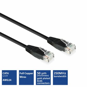 ACT netwerkkabel | Cat6 | U/UTP (UTP) | 2 m | Zwart