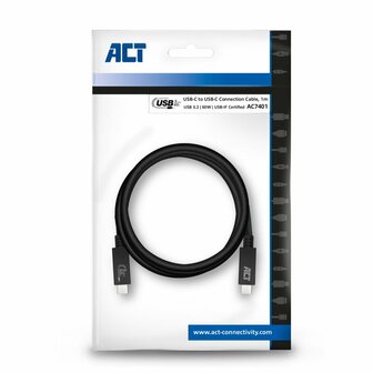 ACT AC7401 | USB 3.2 Gen 1 Kabel | USB-C naar USB-C | 1m | Zwart