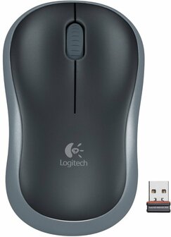 Logitech M185 | Ambidextrous Draadloze Muis | RF-Draadloos | 1000 DPI | Zwart/Grijs