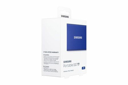 Samsung T7 2TB Portable SSD | USB-C |1.050MB/s | Blauw