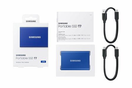 Samsung Portable SSD T7 2000 GB Blauw