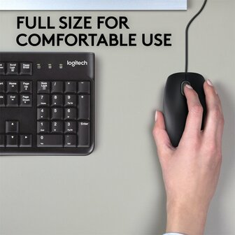Logitech B110 Silent | Ambidextrous Bedrade Muis | USB-A | 800 DPI | Zwart