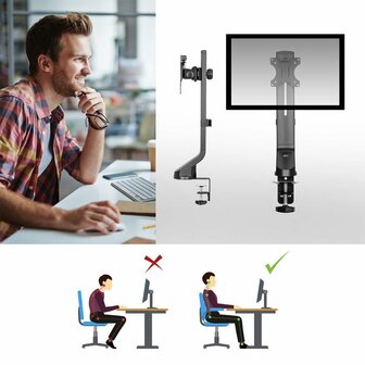 ACT AC8321 | In Hoogte Verstelbare Monitor-bureaubeugel | Tot 32&quot; | Max 8kg | VESA 100x100 | 1 Monitor