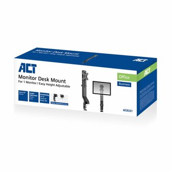 ACT AC8321 | In Hoogte Verstelbare Monitor-bureaubeugel | Tot 32&quot; | Max 8kg | VESA 100x100 | 1 Monitor