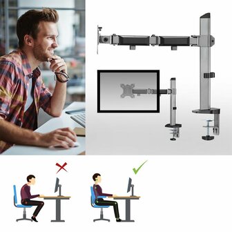 ACT AC8335 | Verstelbare Monitor-bureaubeugel | Tot 32&quot; | Max 9kg | VESA 100x100 | 1 Monitor