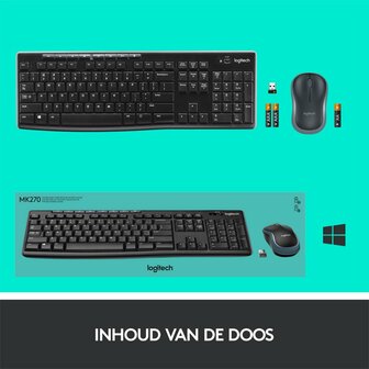 Logitech Wireless Combo MK270 toetsenbord Inclusief muis USB QWERTZ Duits Zwart