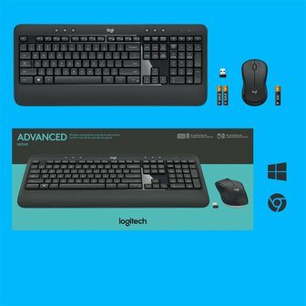 Logitech Advanced MK540 toetsenbord Inclusief muis USB QWERTZ Duits Zwart, Wit