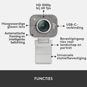 Logitech StreamCam | 1080p 60FPS USB-C Webcam met Microfoon | Wit