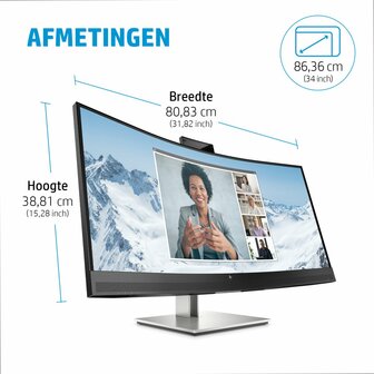 HP E34m G4 34&quot; | 3440x1440 VA | 75Hz | Curved | USB-C | Webcam, Microphone &amp; Speakers | Conferencing Monitor | Ergonomic Design