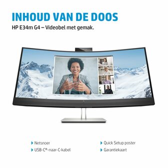 HP E34m G4 34&quot; | 3440x1440 VA | 75Hz | Curved | USB-C | Webcam, Microphone &amp; Speakers | Conferencing Monitor | Ergonomic Design